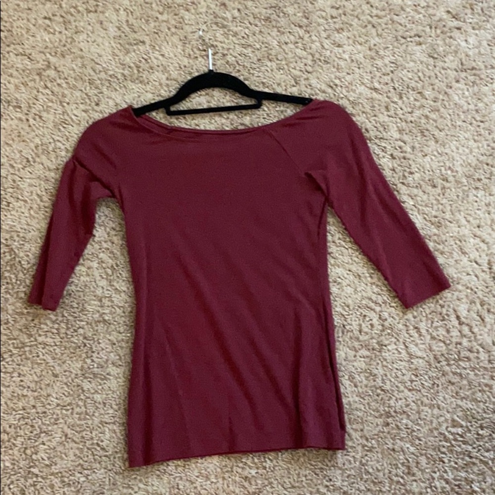 fitted maroon off the shoulder top